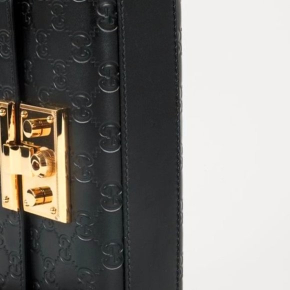 Gucci Small Black Leather Guccissima GG Padlock Bag - Picture 5 of 14